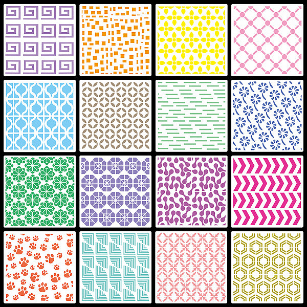 16 hoja de plantillas cuadradas para dibujar y pintar mascotas.