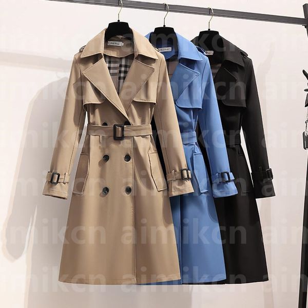 Women heritage trench coats designer Down Parkas outerwear Elegant Belt Coat Loose long-length Windbreaker Lapel Double Breasted Slim Cotton