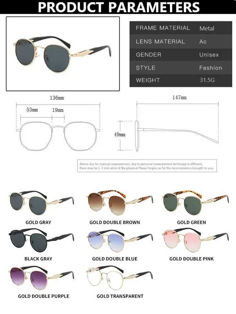 Glasses Sun funny Women Sunglasses Retro Female Brand Designer Vintage Round Metal Trendy Eyewear Male UV400 Suitable for swimming pool sides and ou