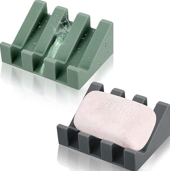 Silicone Soap Dish Self Draining Soaps Holder Shower Waterfall Bar Soap Plate With Drain Soap Saver Kitchen Bathroom Accessories SN4385