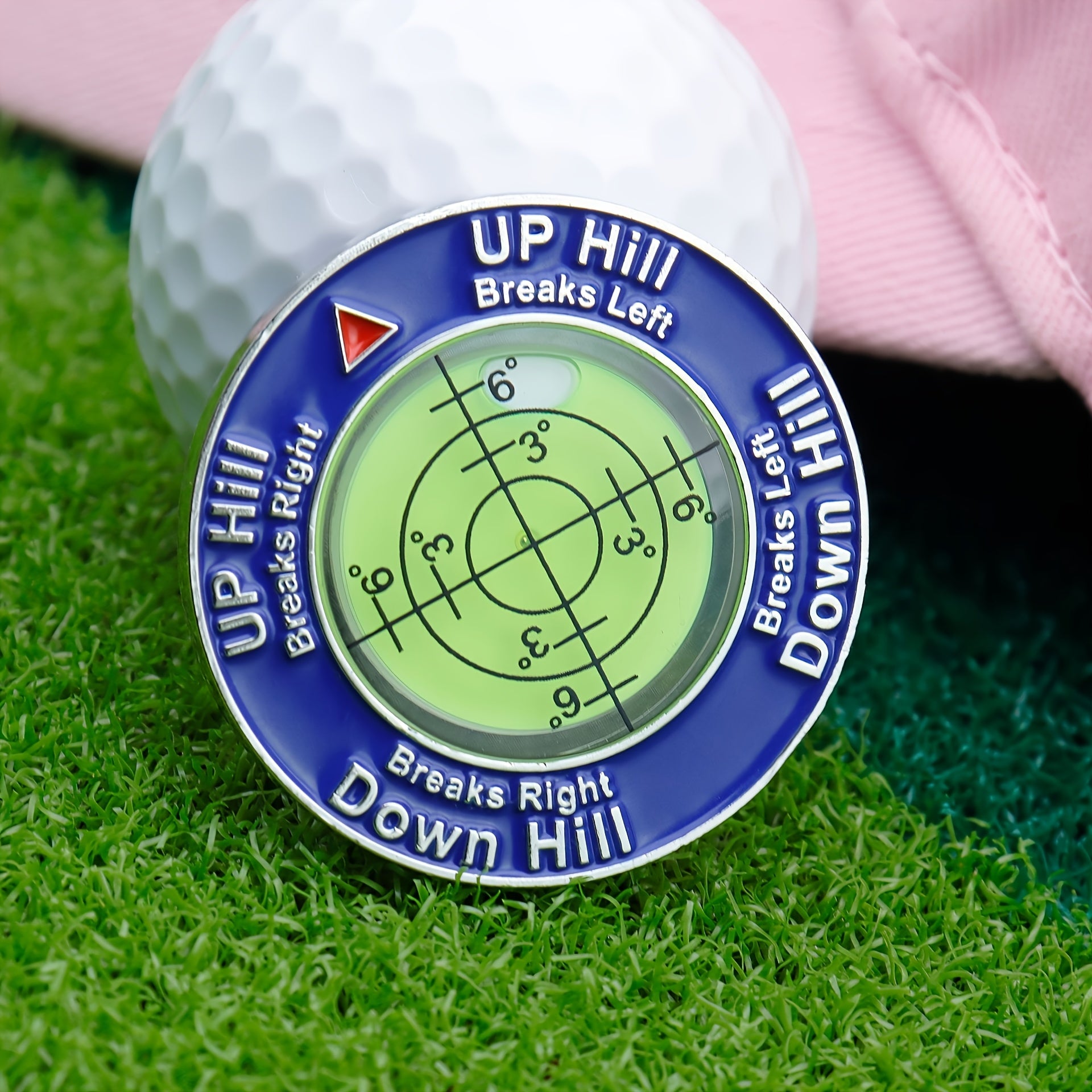 TEMU 1pc Professional Golf Green Reading Tool With Bubble Level - Precision Putting Assistant, Compact & Easy-to- For , Includes Ball Marker, Alloy,