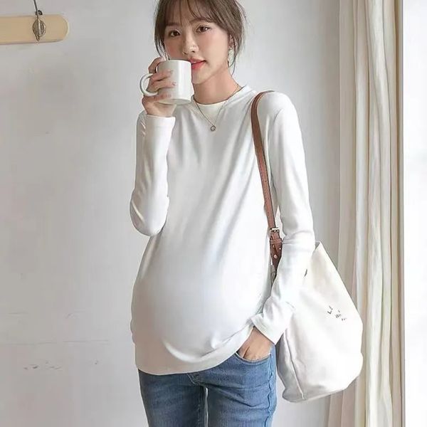Maternity Tops Tees Autumn Winter Bottoming Shirts For Pregnant Women Maternity Long Sleeve T-Shirts Pregnancy Tops Plus Size M-3XL Embaraza