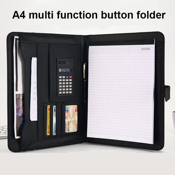 Filing Supplies A4 Leather Folder Multifunctional Pu Business Document Sales Office Materials Organizer Calculator 230706