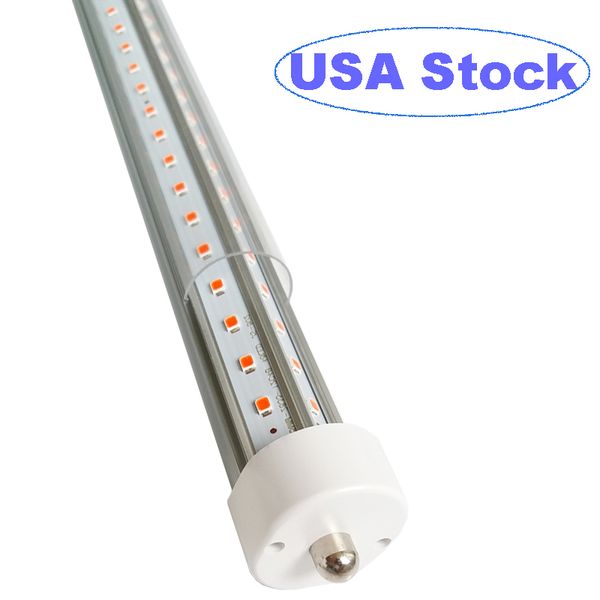 8FT LED Tube Lights, 72W 9000LM 6500K,T8 FA8 Single Pin LED Bulbs(300W LED Fluorescent Bulbs Replacement), V Shaped Double-Side, Clear Cover