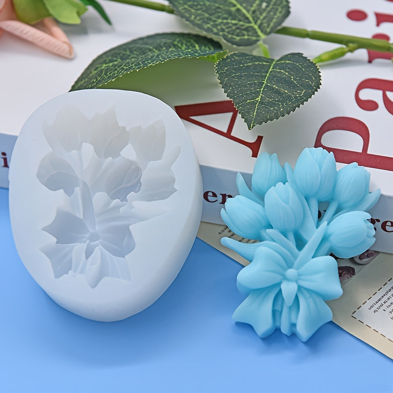 TEMU 1pc, Flower Bouquet Silicone Mold Candle Mold Soap Mold Clay Mold For Diy