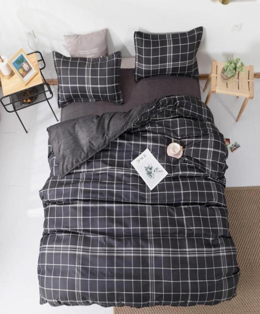 58 Geometric Black Plaid Bedding Set Duvet Cover Bed King Queen Size Bed Set Pillowcase Comforter bedding Sets9468008