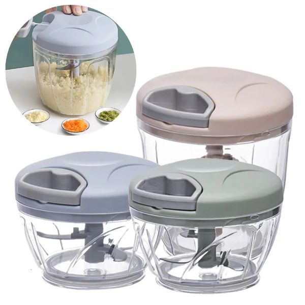 500900ML Garlic Chopper Manual Press Food Vegetables Cutter Meat Grinders Kitchen Gadgets Hand Mincer Masher 241213