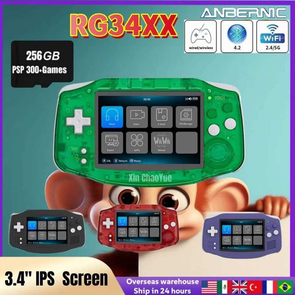 Anbernic RG34XX Handheld Game Players 3.4 IPS Linux Portable Video Game Console Portable Rerto Games RG 34XX 256G PSP GamesXJ250211
