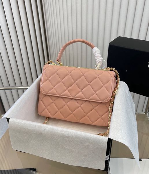 10A Mirror Quality Designers Classic Medium 25cm Womens Lambskin Caviar Luxury Handbag Real Leather Caramel Purse Shoulder Chain flap