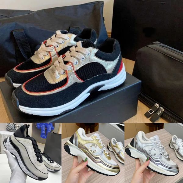 Designer shoes women&#039;s Dress Shoes reflective leather lace-up trainers women&#039;s Gold pink sneakers ventilate mesh fabric Outdoor sh