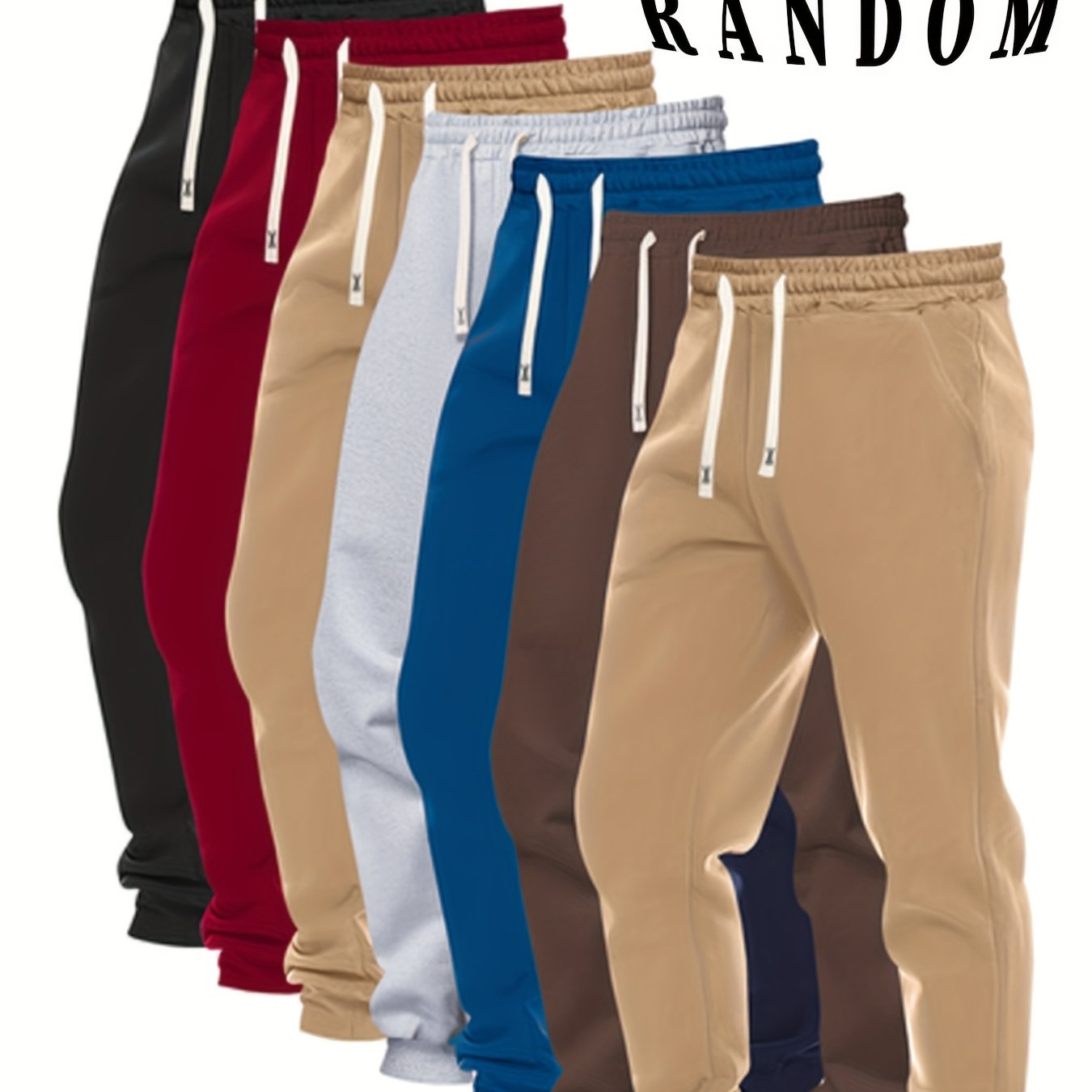 TEMU 3-pack Men's Casual Jogger Pants - Elastic Drawstring Waist, Multiple Pockets, Breathable Fabric For Gym, Workouts & Casual Attire - Regular Fit