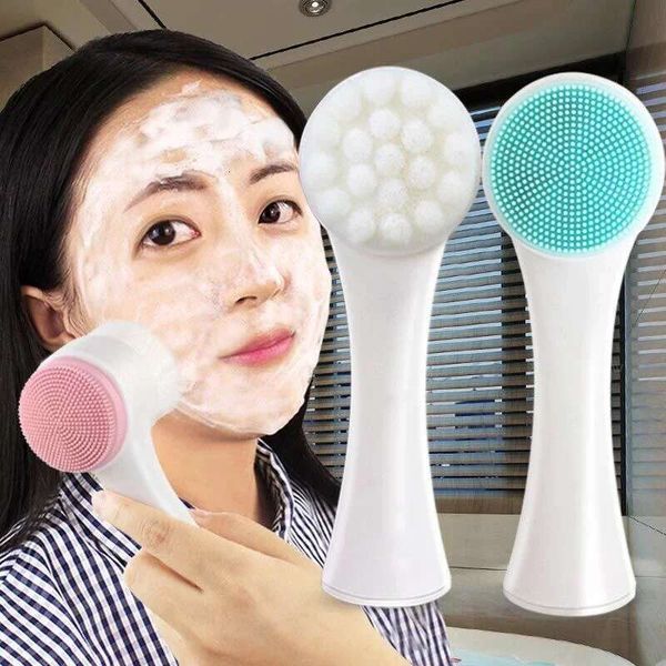 Silicone Cleansing Double-Sided Facial Cleanser Blackhead Removal Product Pore Cleaner Exfoliator Face Scrub Brush