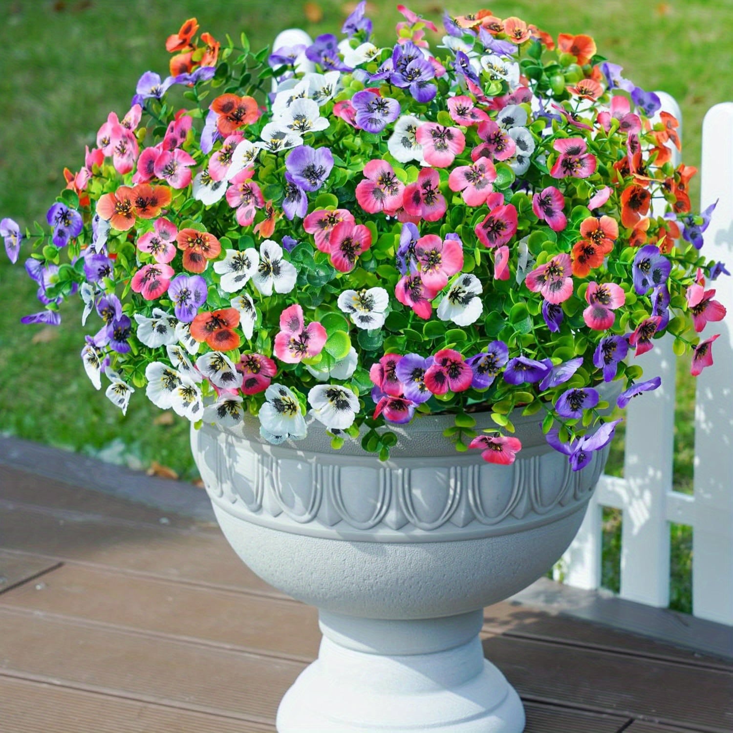 TEMU 24 Bundles Artificial Fake Pansies Plants Flowers For Outdoor Outside Spring Decoration, Colorful Pansy Uv Resistant Realistic For Home Planter