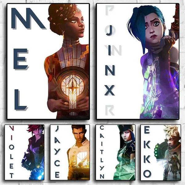 Arcane Jinx Ekko Mel Jayce Silco Violet Caitlyn Video Game Poster Simple Trendy Anime Character Canvas Painting Wall Home DecorC250207