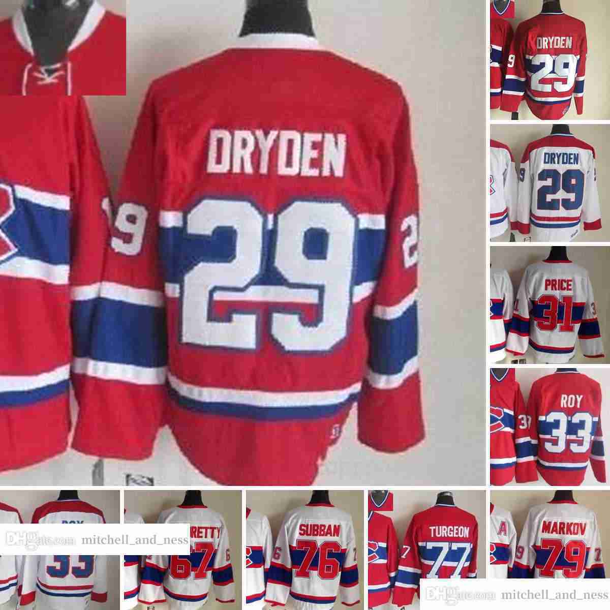 Movie Vintage Hockey 29 Ken Dryden Jerseys CCM Embroidery 33 Patrick Roy 31 Carey Price Max Pacioretty PK Subban Pierre Turgeon Andre