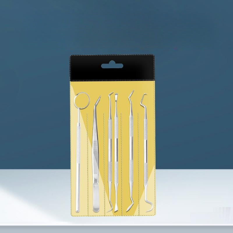 Multi-Piece Stainless Steel Oral Care Tool Set with Smooth Edges & Non-Slip Handle