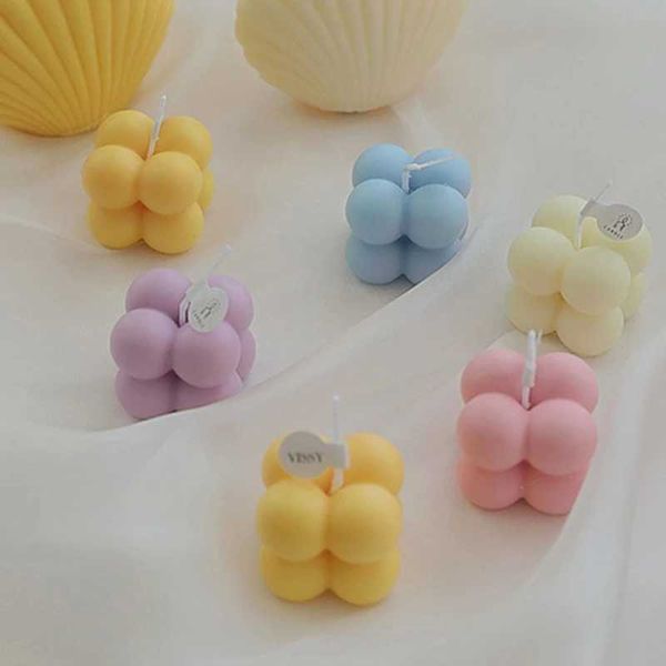 Small Scented Mini Cube Bubble Shaped Wax Candles for Home Bedroom Wedding Festival Party DecorationXJ241207