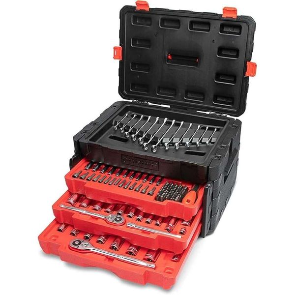 Crescent 229 Piece 1-4&quot;, 3-8&quot; & 1-2&quot; Drive nics Hand Tool Set with 3 Drawer Storage Case - CTK229C