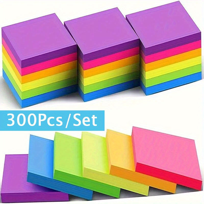 TEMU 300 Vivid Fluorescent Post Notesmany Colors Students And Offices, Cute Books, Colored Notebook Paper Family Message Notes, Reminder Notes