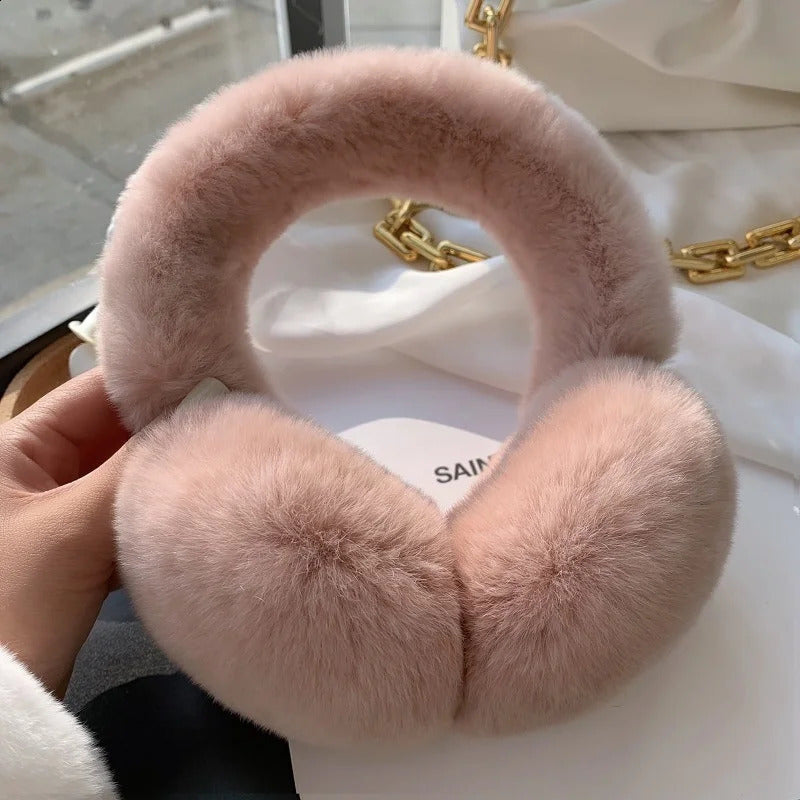 Ear Muffs Winter Fur Cute Earbuds Womens True Rabbit Fur Warm Ear Headband 241120