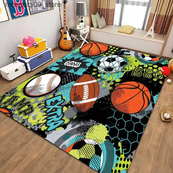 Carpets Football themed carpet cartoon football floor mat childrens bedroom decoration football area carpet family living room lobby carpet