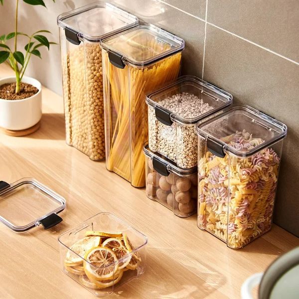 Sealed jar food storage box transparent plastic multi grain jar stackable dry sealed storage jar kitchen organizer 240816