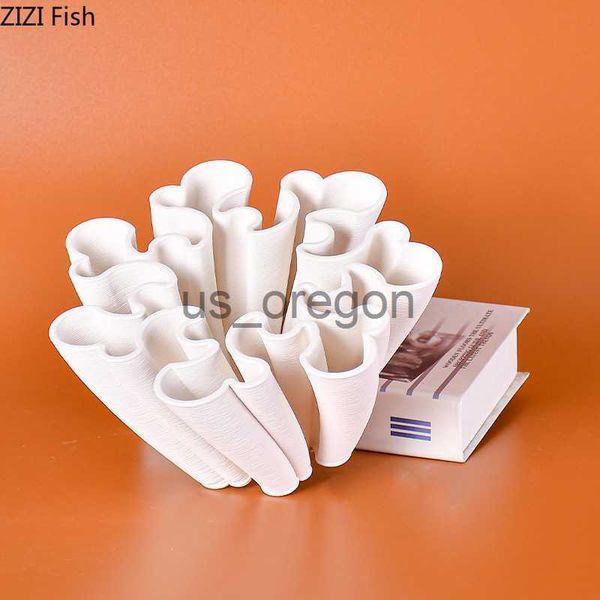 Vases Creative Ceramic Vase Plant Pots Decorative Flower Arrangement White Porcelain Floral Vases Desk Decoration Crafts Flower Pots x0630