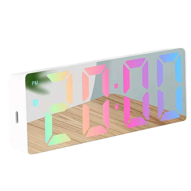 TEMU Modern Led Digital Clock With Large Display & Touch - Multifunctional Square Bedside-desk Clock With Date-day-week Display, Alarm, - (no Needed)