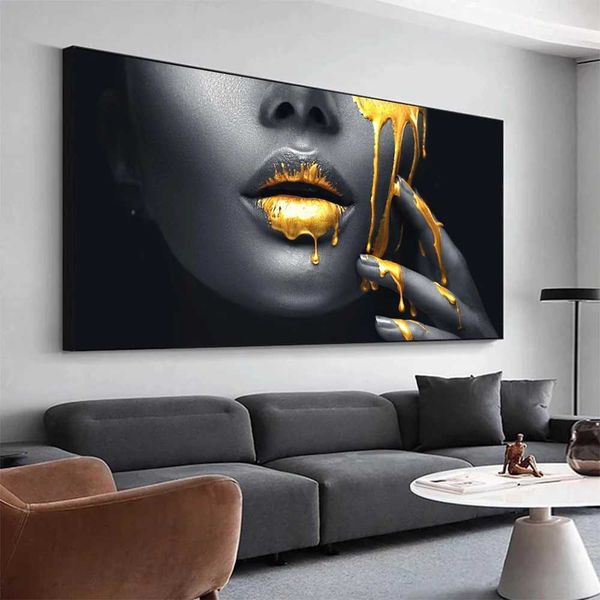Fashion luxury wall art posters female lips high-end ular murals modern home living rooms decorative canvases painting images printmaking X2