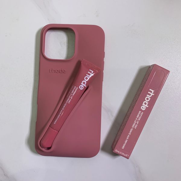 rhode phone case Minimalist Solid Color Rhode Soft Silicone Case For iPhone 16 15 14 PIus 11 13 12 Pro Max Can Be Installed With Lipstick Ba