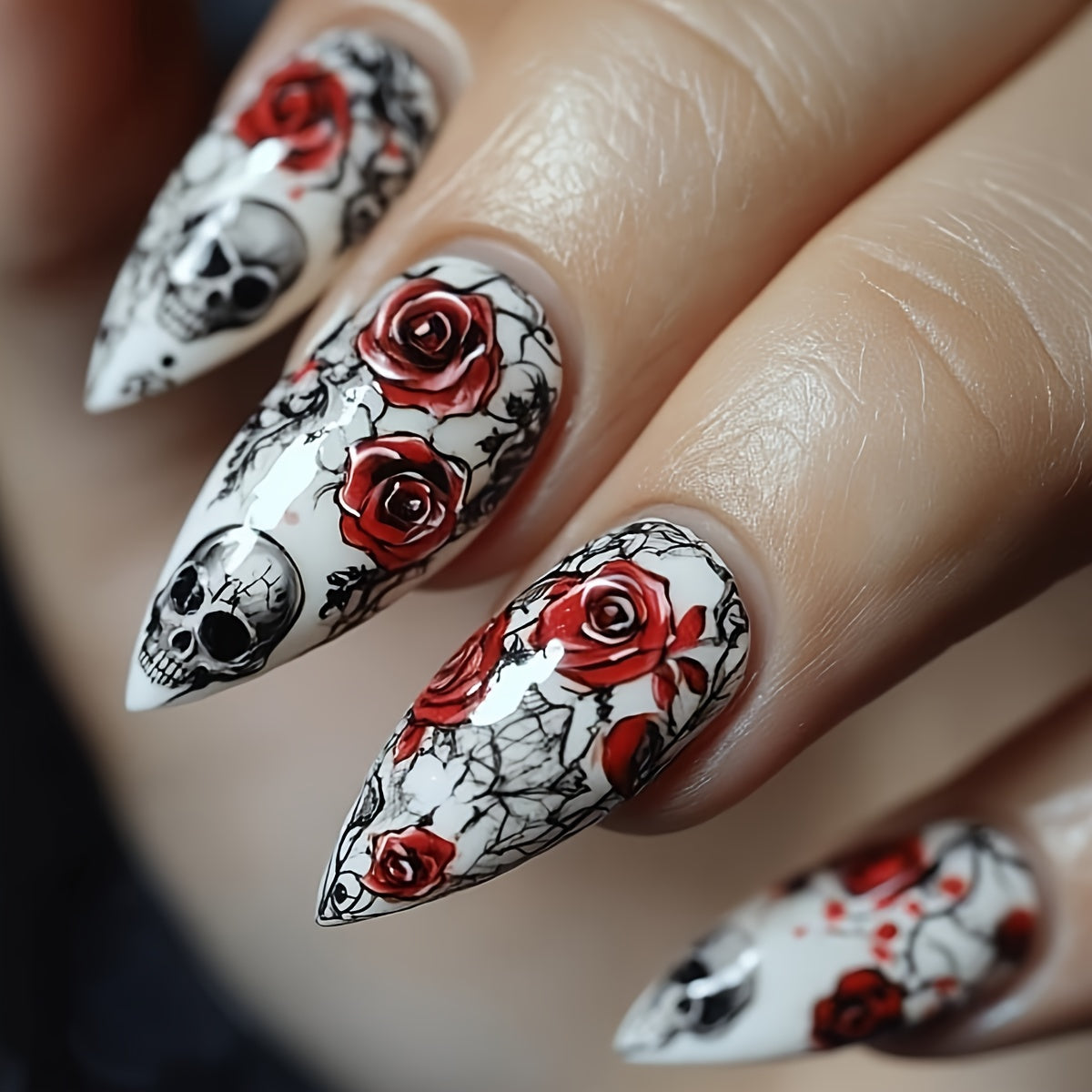 TEMU 24pcs Halloween Nails Almond-shaped Gothic Bat Web Gradient Design Glossy Full-coverage Press False Nails Are Suitable For Women's Holiday Party