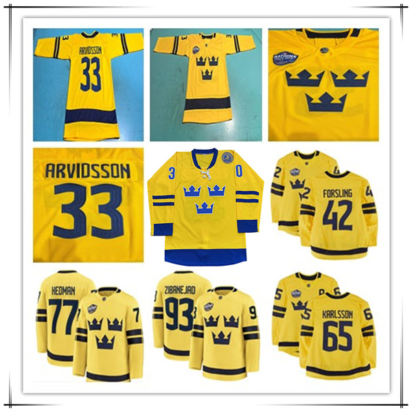 2025 Four 4 Nations Sweden Hockey Jerseys Erik Karlsson Erik Karlsson Joel Eriksson Ek Jesper Bratt William Nylander Mika Zibanejad Gustav Nyquist L