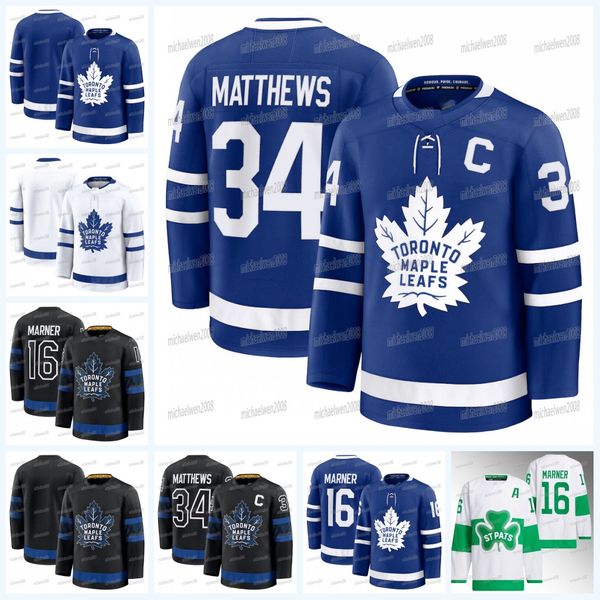 Toronto Mitch Marner Maple Leaf 2024-25 Hockey Jersey 34 Matthew Max Domi David Kampf Matthew Knies Max Pacioretty William Nylander Morgan R