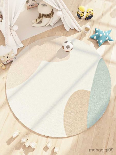 Carpets Modern Abstract Carpets for Living Room Minimalist Bedroom Decor Round Plush Rugs Chair Floor Mat Anti-slip Large Area Carpet R23072