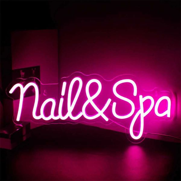 Nail Spa Neon LED Signs Light Pink Room Decoration For Nail Lovers Nail Art Salon Beauty Room Bedroom Decor Indoor Outdoor Store M250118