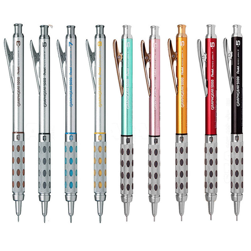Pencils Pentel GraphGear 1000 Mechanical Pencil 0.3-0.5-0.7-0.9mm Silver Color Limited Edition Colorful Body 230317