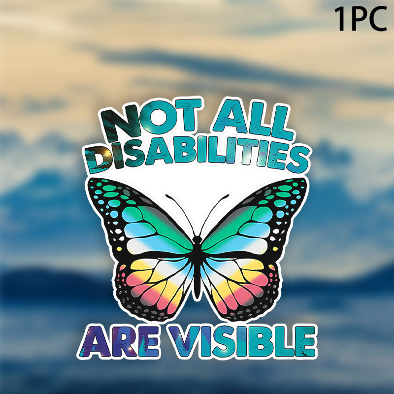 TEMU 1pc Alleng Inspirational Vinyl Car Decal - "not All Disabilities Are Invisible" With , Adhesive For Helmets And , Disability Awareness Promotion