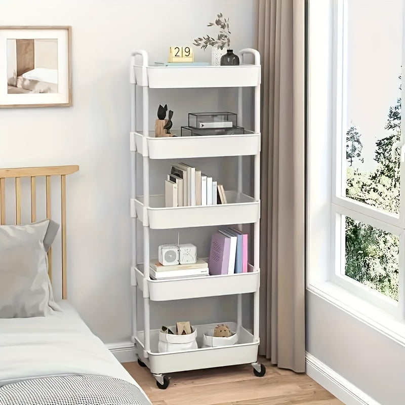 TEMU 1pc -tier Rolling Storage Cart - Space-saving, Durable Plastic Organizer With Wheels For In Kitchen, Dorm, Bedroom, Office | Ideal For Books,