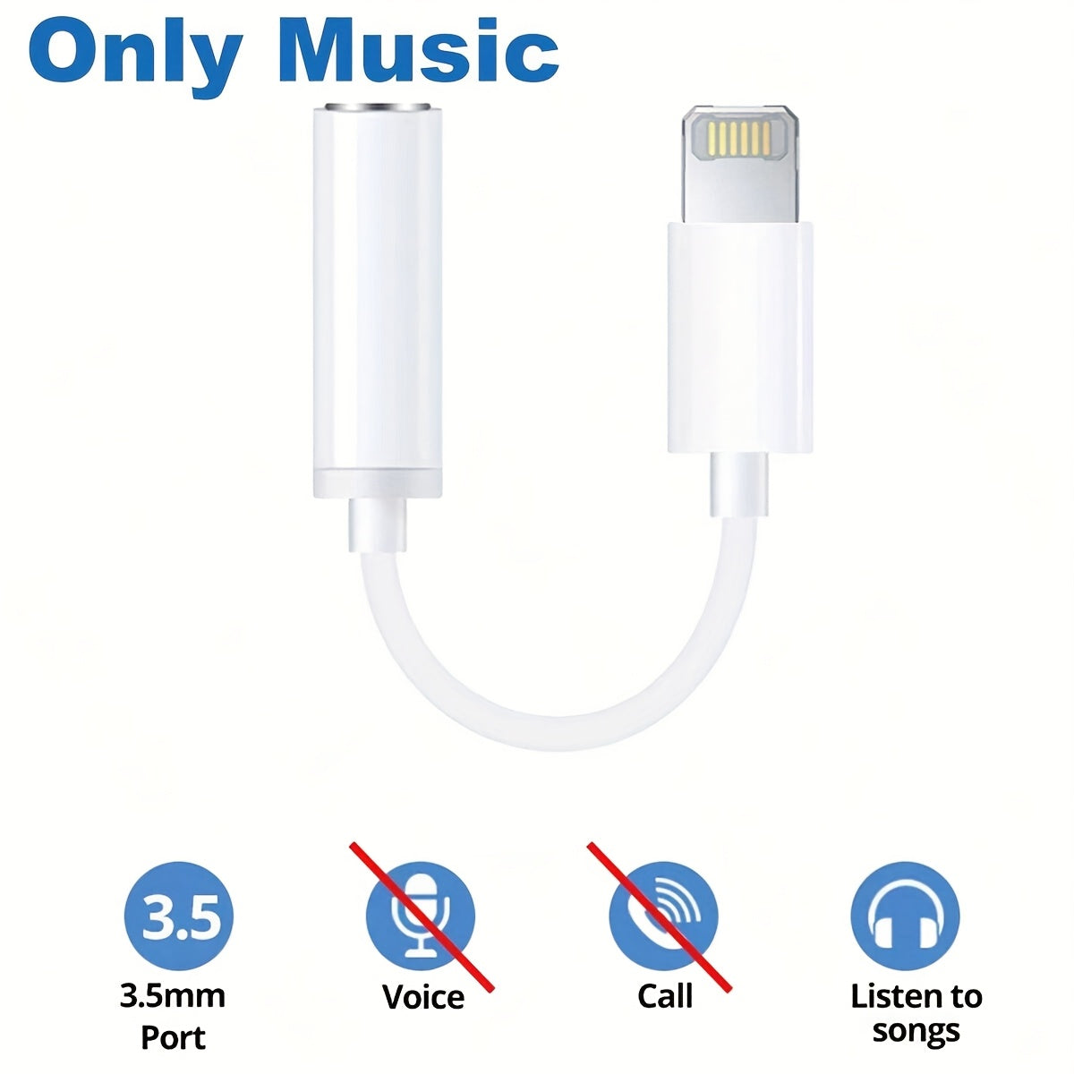 TEMU Music Audio Adapter To 3.5mm Jack Aux Cable For Iphone 14 13 Pro Max Ipad Male To Female Adapter Headphone Converter Audio Splitter