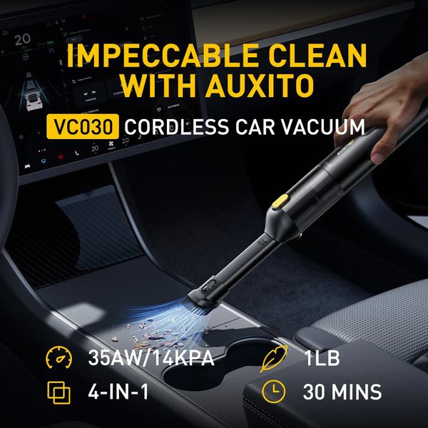 AUXITO 4 in 1 Handheld Car Vacuum Cleaner Cordless Portable 14000pa 6000mAH High Power Long Endurance Strong Suction Black 240913