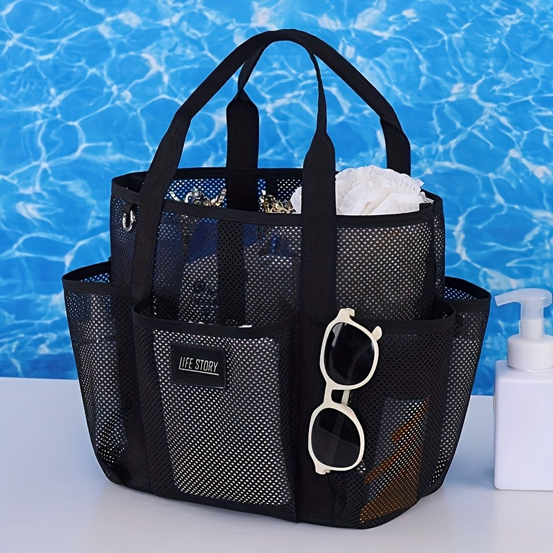 TEMU Fashion Beach Tote Bag - Organizador Portátil de Malla Ligero para Ropa, Bolsa Plegable Transpirable con Múltiples Bolsillos Esencial para