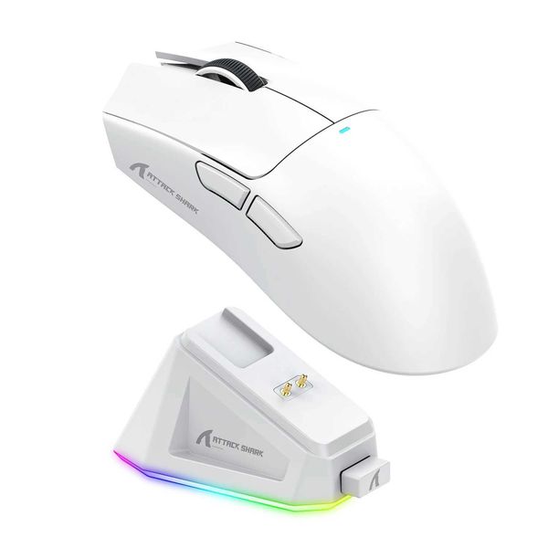 Mice Attack Shark X11 White Bluetooth Wireless Mouse the third mock examination 2.4G PAW3311 RGB PC Magnetic Charging Dock Gaming Electronic