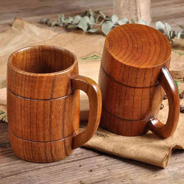 Classical Wooden Beer Cup Tea Coffee Water Mugs Heatproof Home Office Bar Party Drinkware Cups