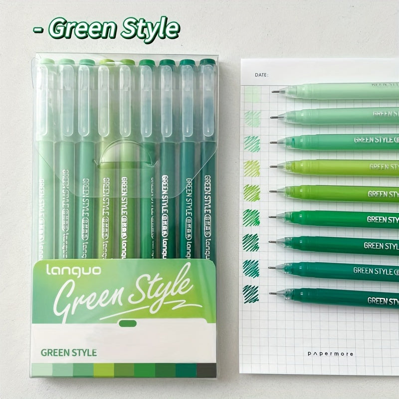 TEMU 9pcs Set Of Morandi Retro Color Palette , And Doodling Pens, Stackable Color Ink Refills, Neutral Pens, Handwriting Tools, Journaling Pens, ,