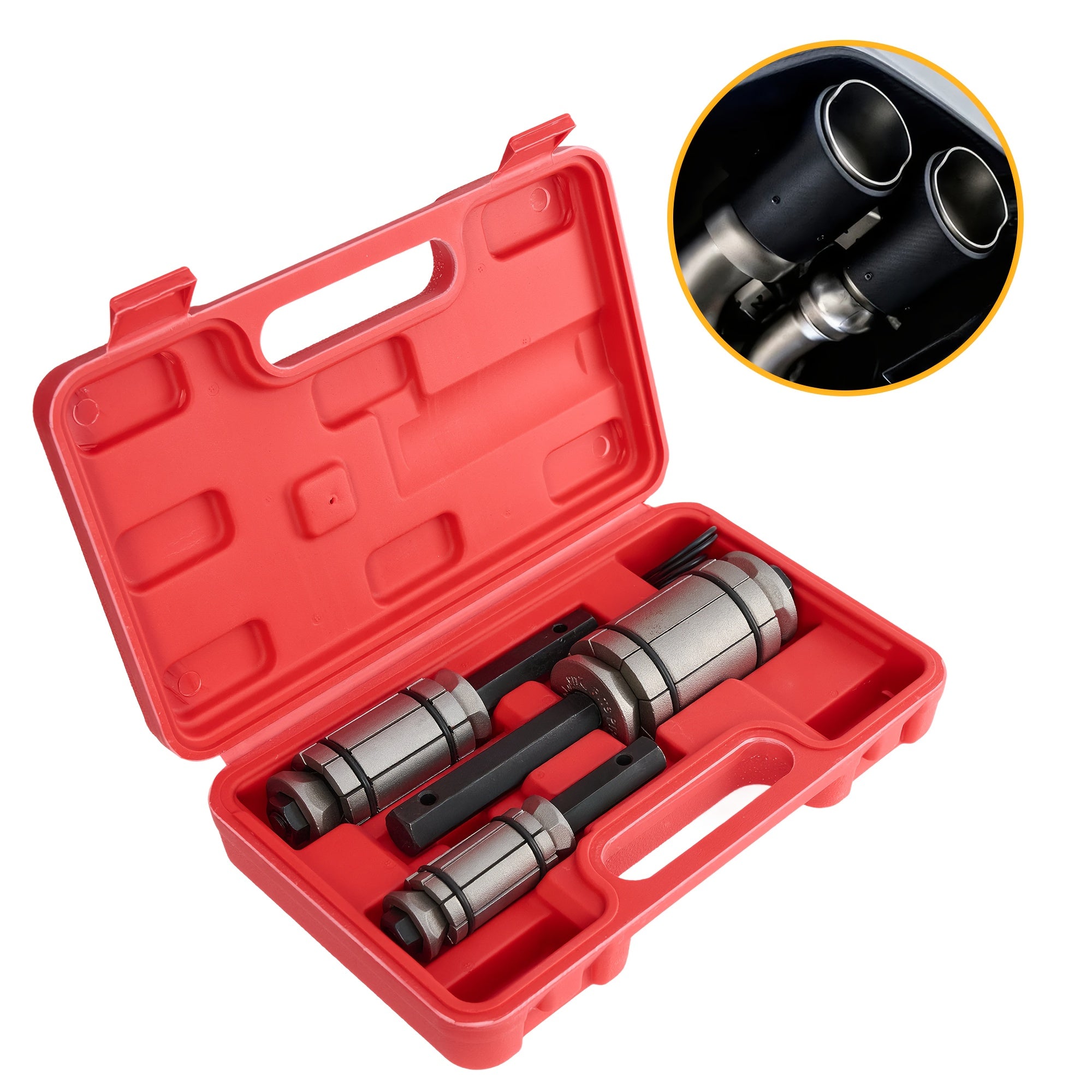 TEMU 3pcs Exhaust Pipe Expander Set Heavy-duty Pipe Repair Tool Carbon Steel Non-slip For Muffler-exhaust System Repair Mechanic-approved