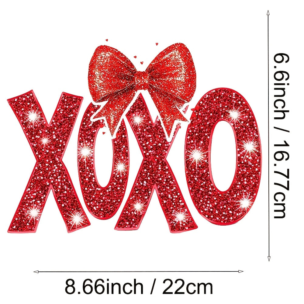 TEMU 4pcs-set Red Sequin Bow Iron-on Heat Transfer Vinyl Decals For Diy T-shirts, Jeans, Masks, Backpacks - Valentine's Day Fashion Decoration
