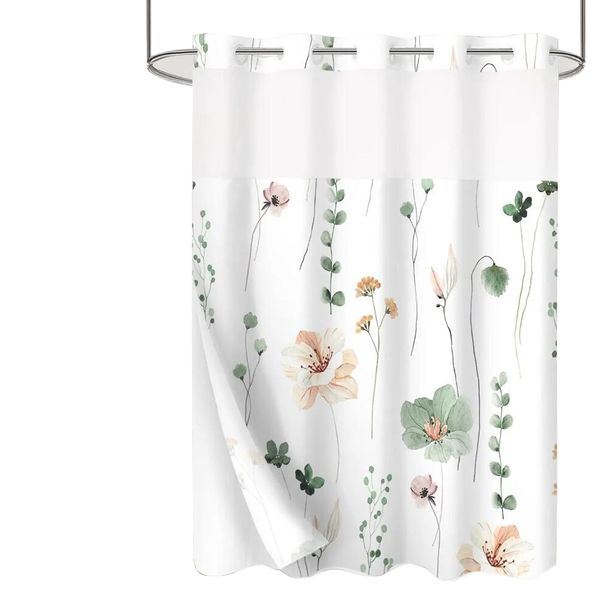 Washable waterproof polyester shower curtain with durable splicing pattern
