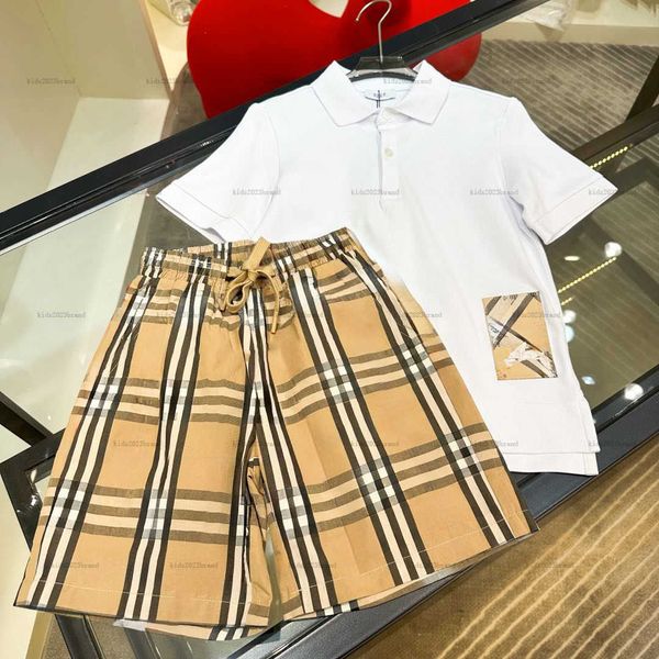 New baby T-shirt set tracksuits boys girls Short sleeved POLO suit kids designer clothes polo shirt and Polychromatic stripe shorts