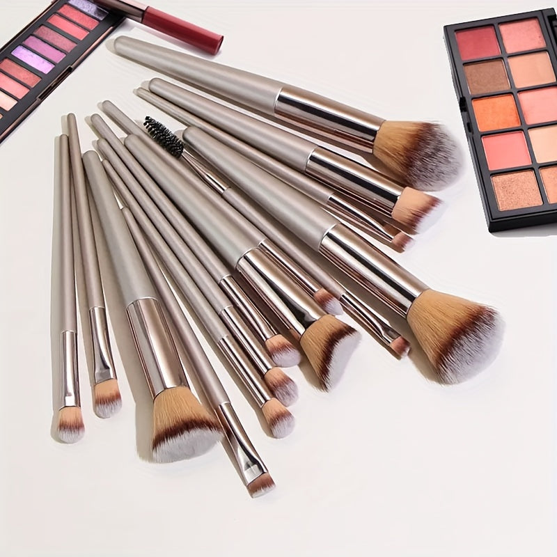TEMU Professional Makeup Brush Set 14pcs Premium Synthetic Foundation Powder Concealers Eye Blush Makeup Brushes Beauty Tools For Makeup Beginner
