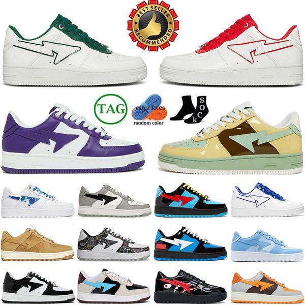 Designer Sta Casual Shoes Sk8 Sta Low Men Women Patent Leather Black White Abc Camo Camouflage Skateboarding Sports Sneakers Trainers Outdoo